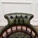 Chaise de bureau Chesterfield anglaise, chaise de capitaine, verte.
