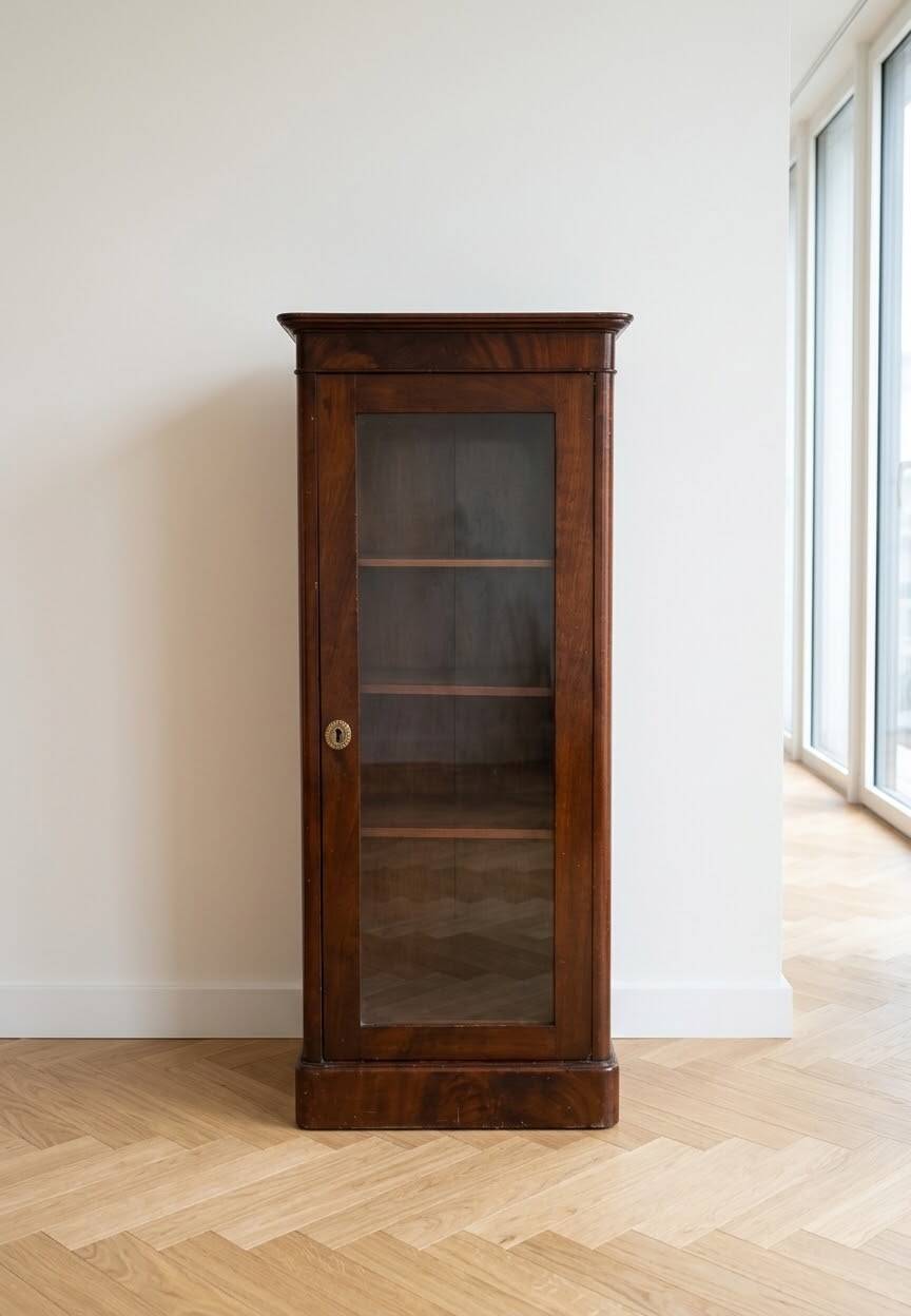 Petit meuble de rangement vitré ancien en bois