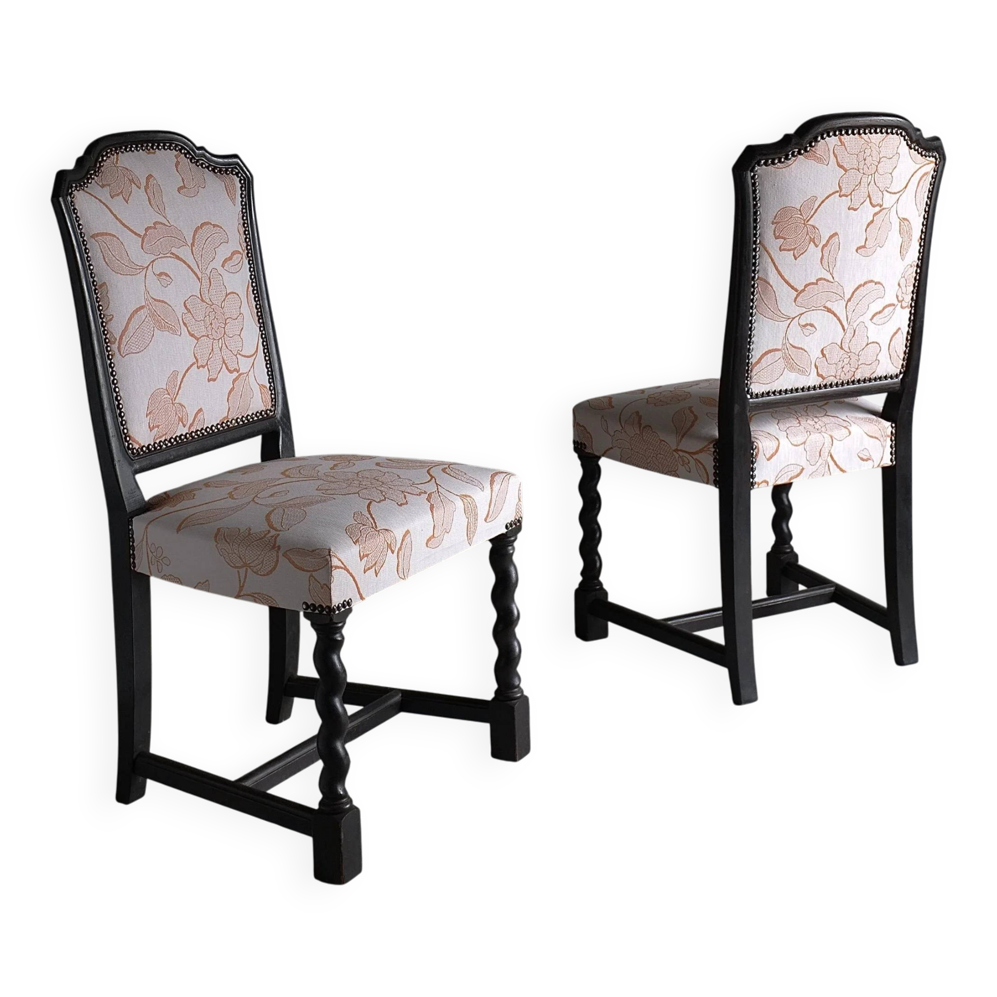 2 chaises en chêne | Pieds torsadés | Suède | Années 1920