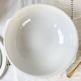 Vintage white and green porcelain tureen, Luneville, Epinay, France, 1950s