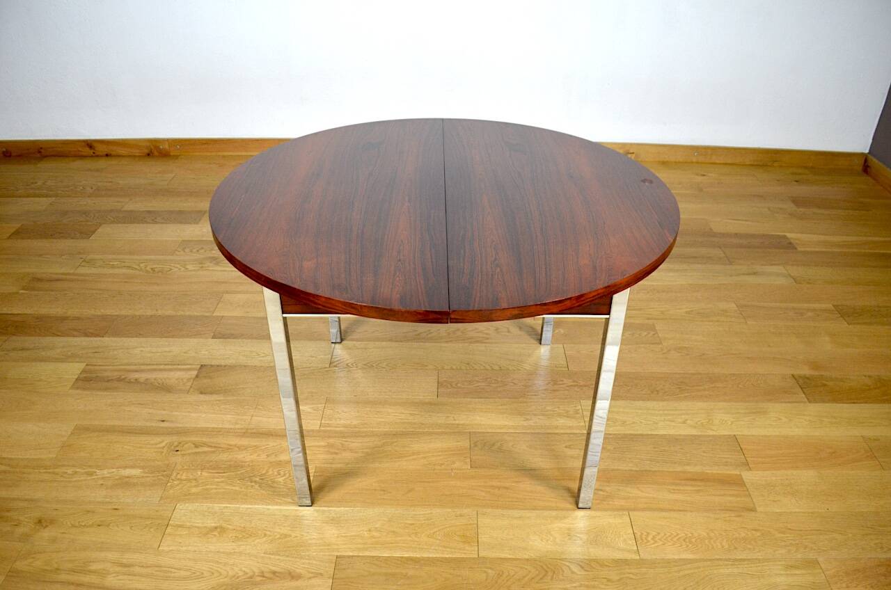Table de repas en palissandre et chrome 1960