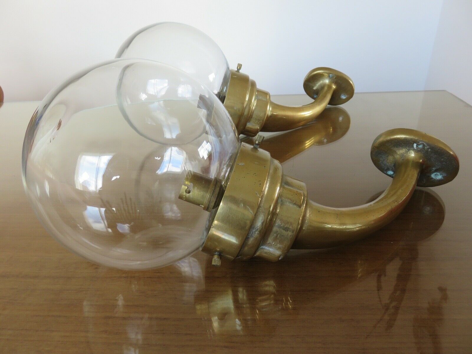 Pair of theater wall sconces in bronze art deco 30s
