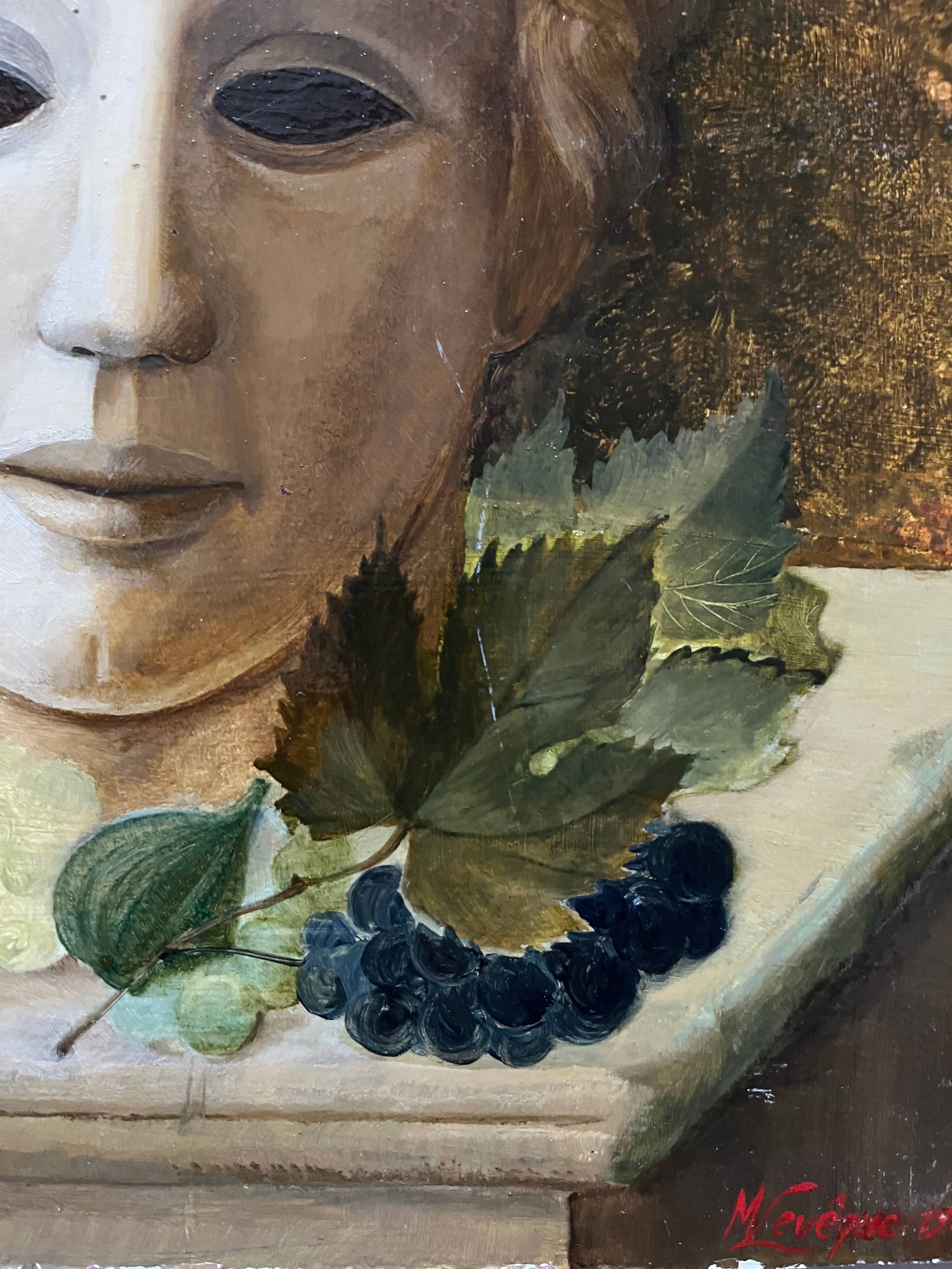 HSP Painting Allegorical Still Life Sculpture Pedestal Marine