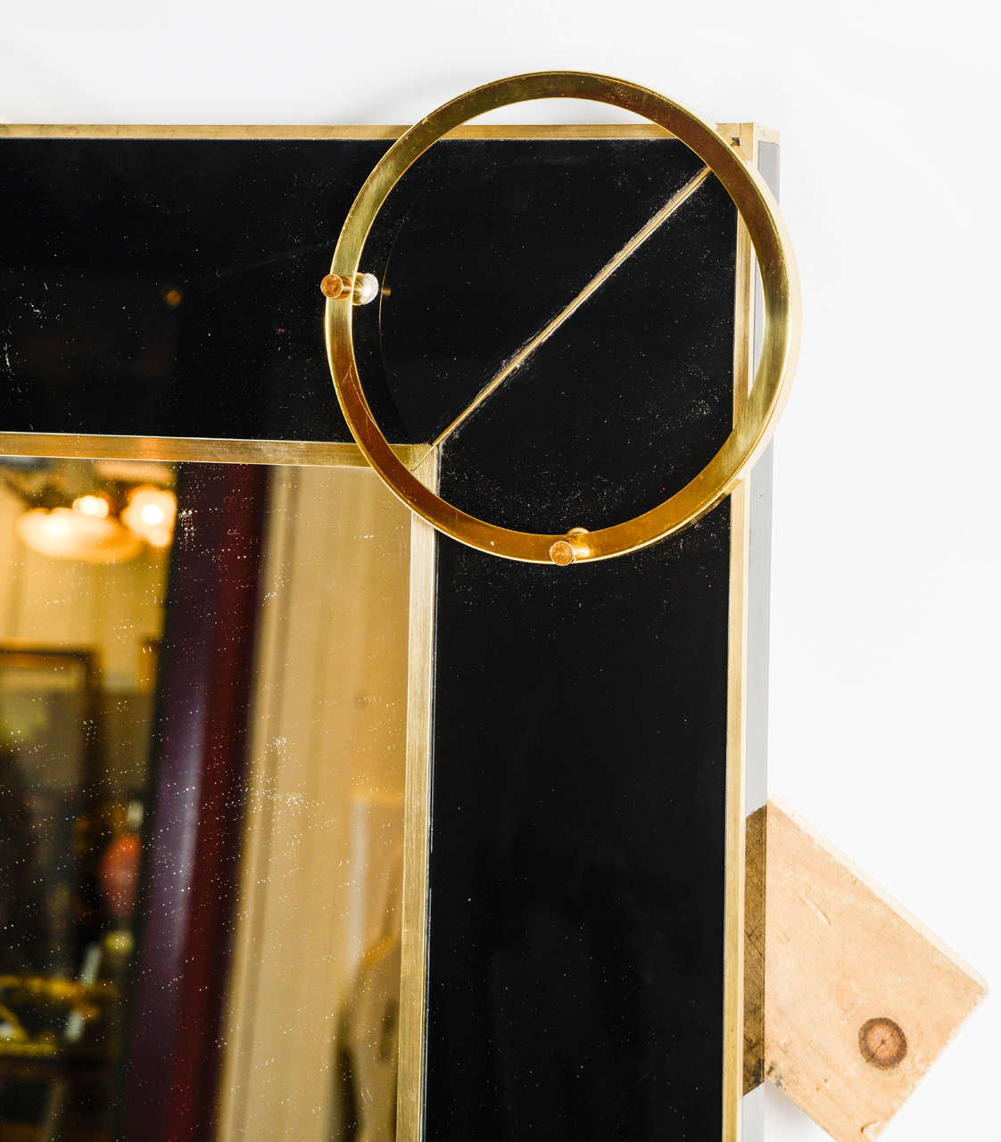 Black Murano glass mirror and brass ornaments (1980)