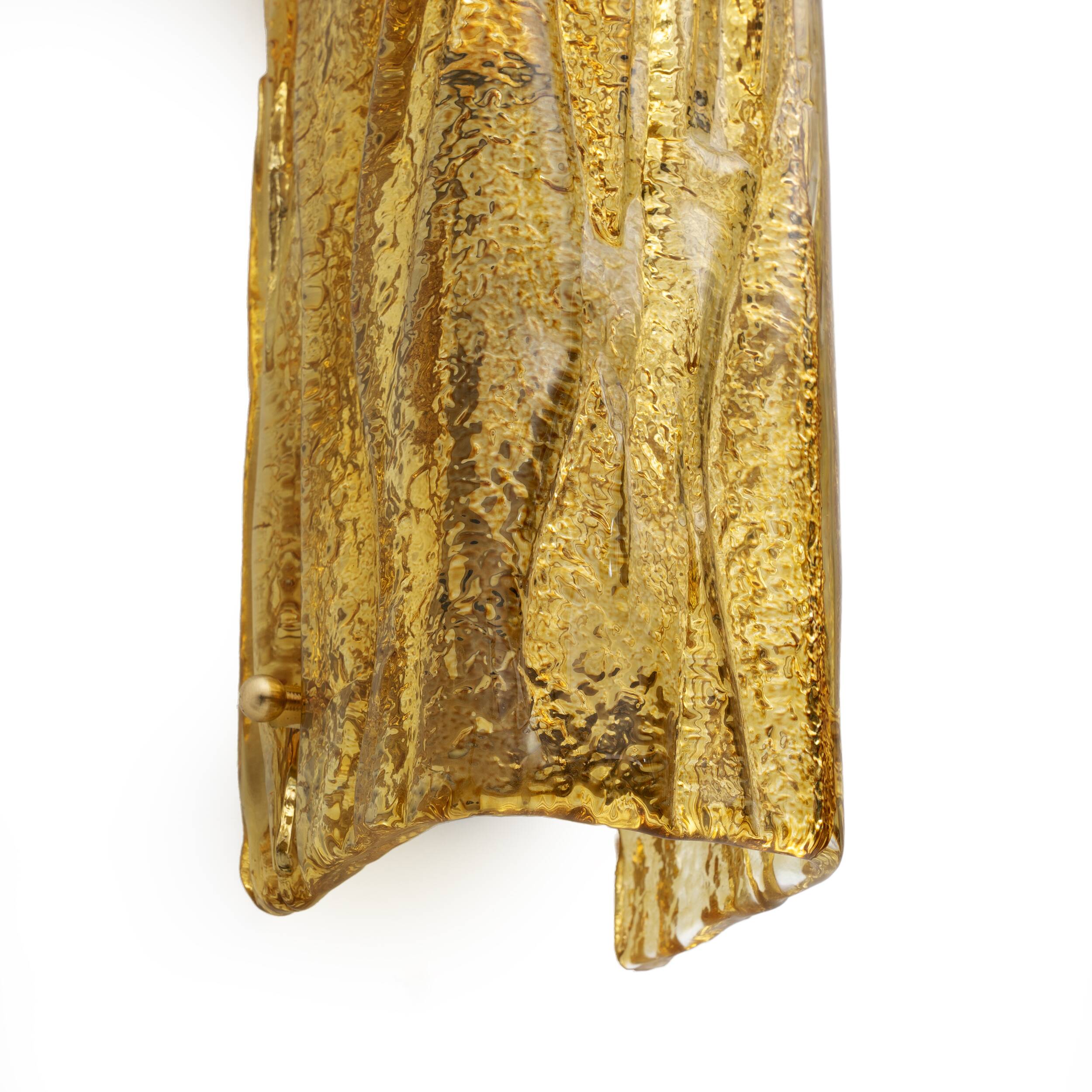 Pair of Mazzega-Style Gold Yellow Murano Glass Sconces