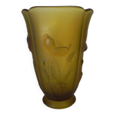 Vase en verre pressé Inwald Barolac, modèle "Floral" 1960s