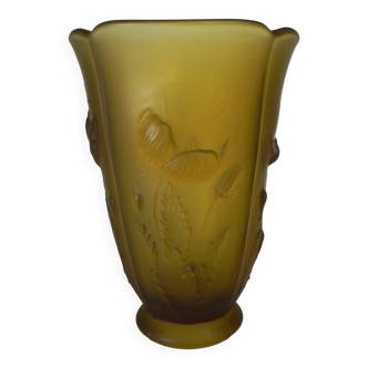 Pressed glass vase Inwald Barolac, model "Floral" 1960s