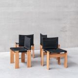 Set of Four Italian Scarpa 'Monk' Mid-Century Dining Chairs