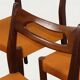 Set of 4 vintage teak and orange wool chairs – 1960s