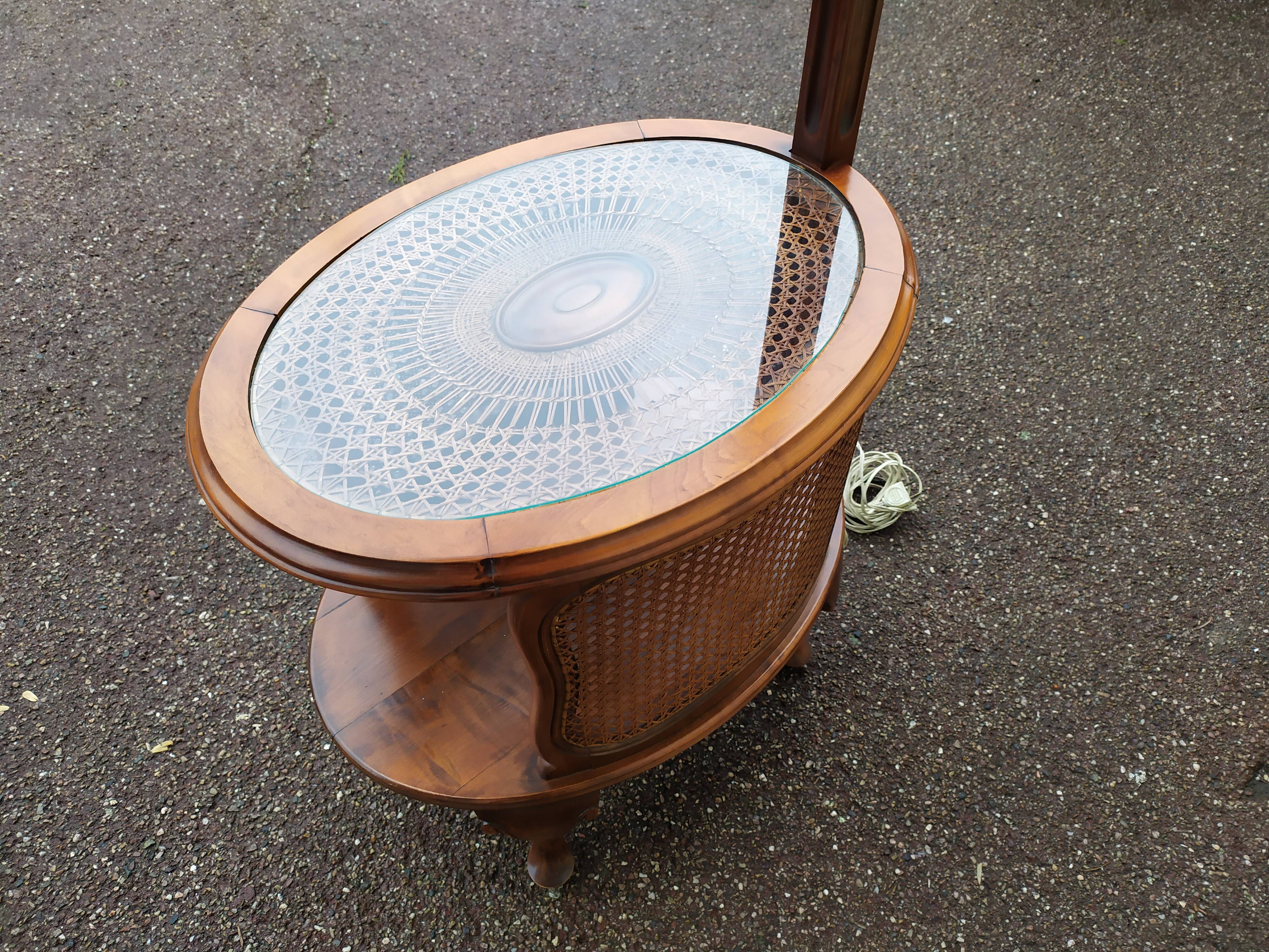 Floor lamp - wood - cane - glass