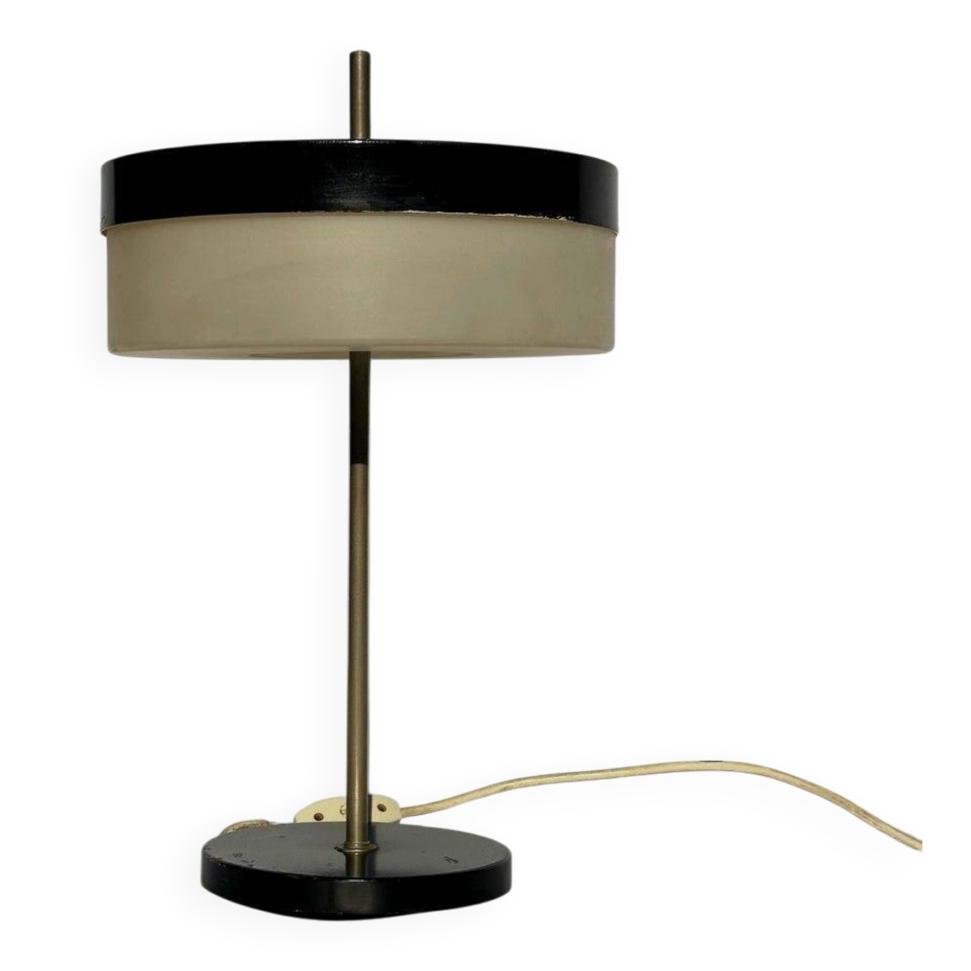 Kamenický Šenov table lamp with cylindrical shade, Czechoslovakia, 1970s