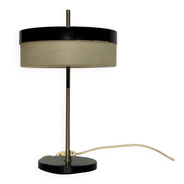 Lampe de table Kamenický Šenov avec abat-jour cylindrique, Tchécoslovaquie, années 1970.