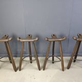 Mid century brutalist bar stools - set of 4, 1960s