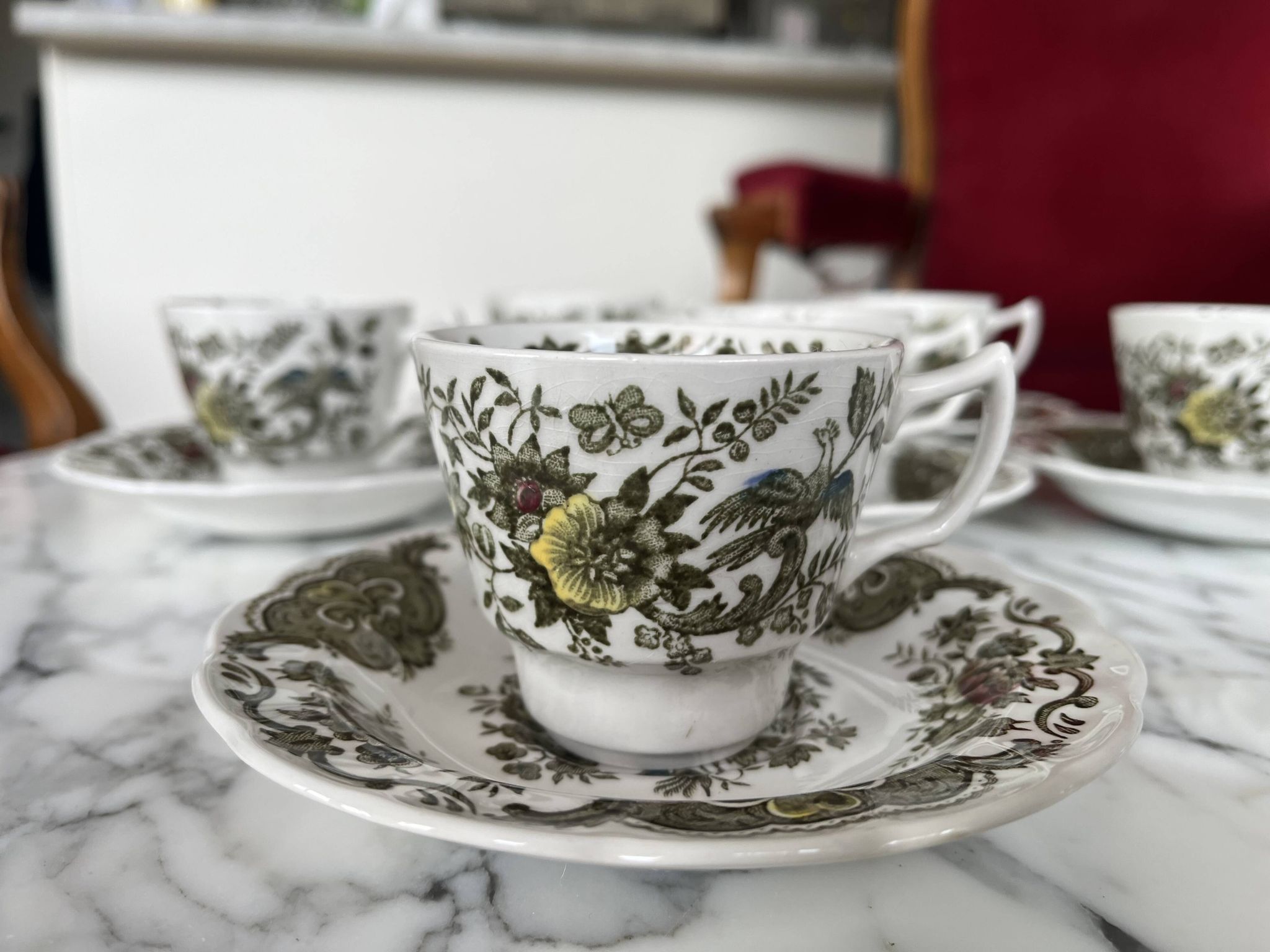 6 tasses à thé et soucoupes Ridgway Staffordshire Windsor