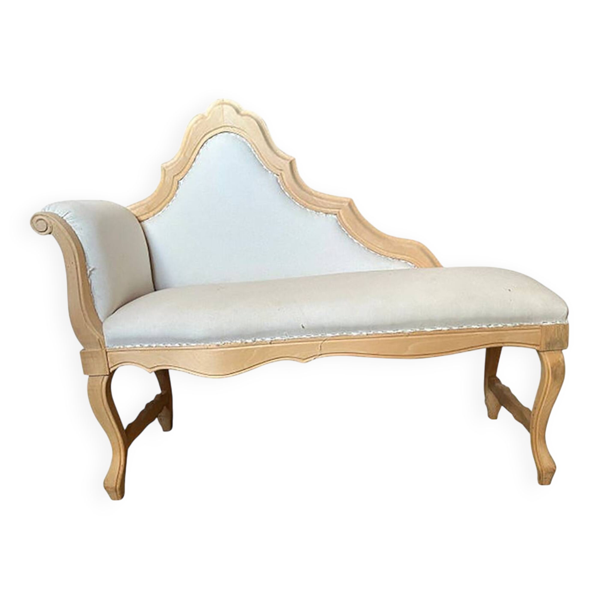 Italian Artisanal Little White Sofa in Natural Wood