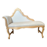 Italian Artisanal Little White Sofa in Natural Wood