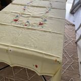 Antique hand-embroidered tablecloth - 10 place settings - 165x200 cm - Linen