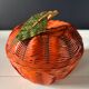Vintage woven basketwork box – decorative apple shape