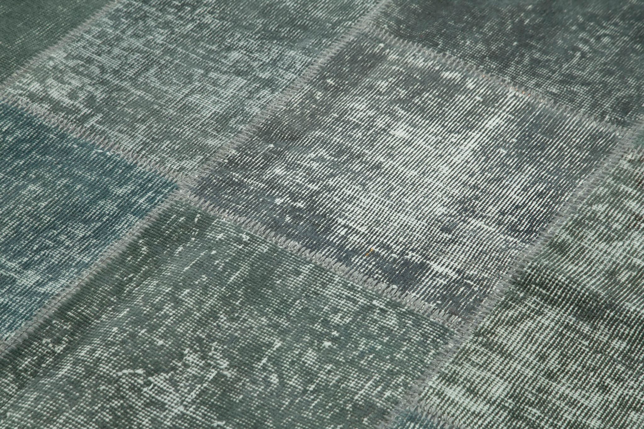 Handmade anatolian overdyed 170 cm x 240 cm grey patchwork carpet