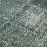 Handmade anatolian overdyed 170 cm x 240 cm grey patchwork carpet