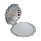 Shell butter dish in silver metal and its white glass cup