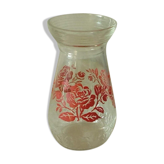 Vase a jacinthe en verre decor grave annees 1950
