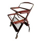 Table, bar trolley on wheels. removable tray. design 50 vintage italy