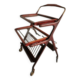 Table, bar trolley on wheels. removable tray. design 50 vintage italy