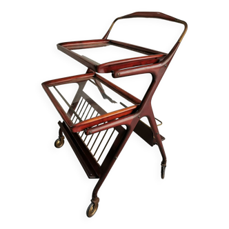 Table, bar trolley on wheels. removable tray. design 50 vintage italy