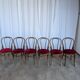 Set of 6 Vintage Bentwood Dining Chairs Set: 1970s , Red Uphols