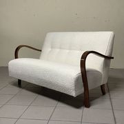 1940s Sofa in Wood and Boucle Fabric, Italian Production