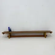 Banc d'école en bois massif vintage, années 1970