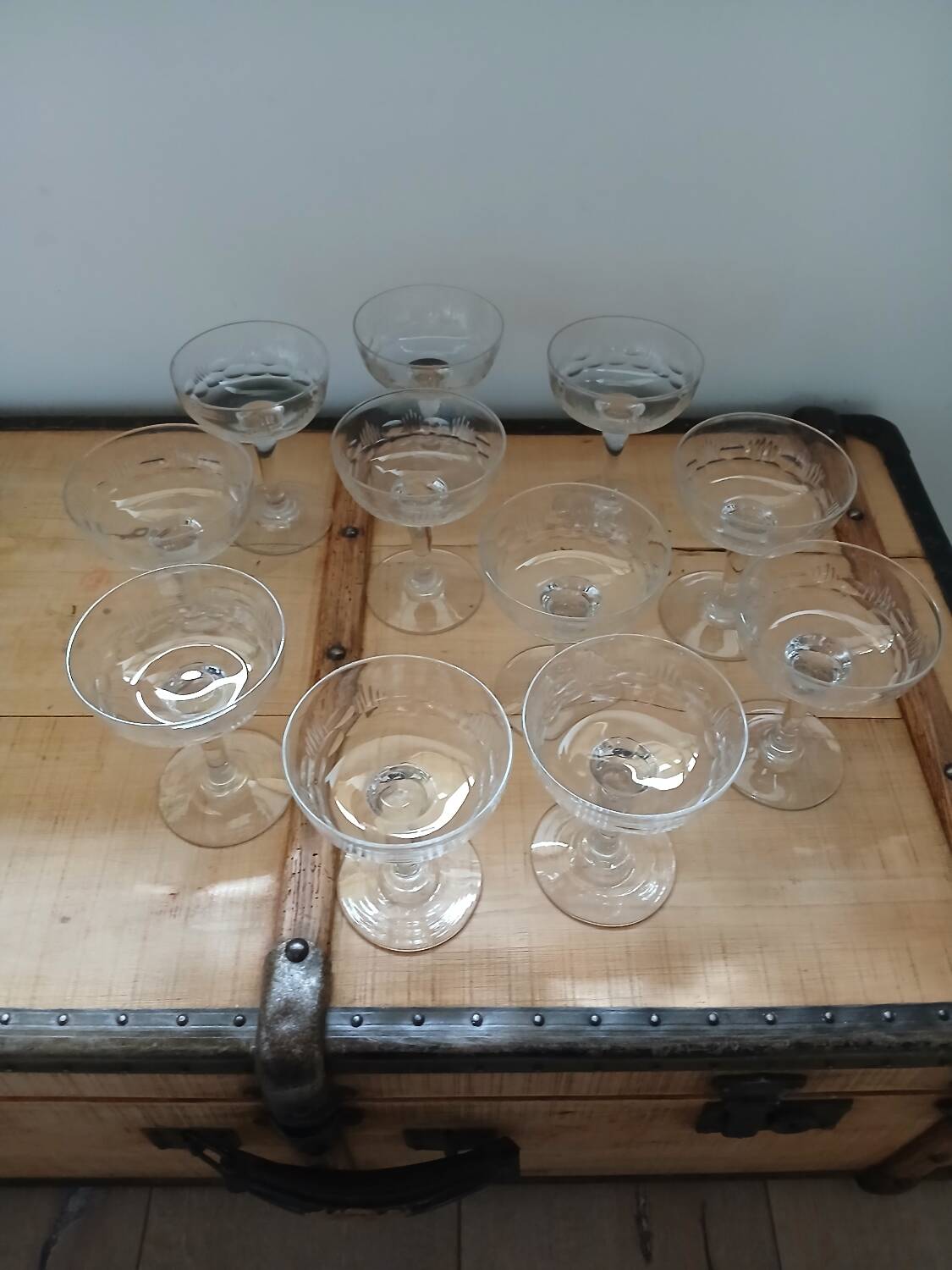 11 antique champagne glasses