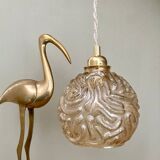 Vintage amber glass globe pendant light