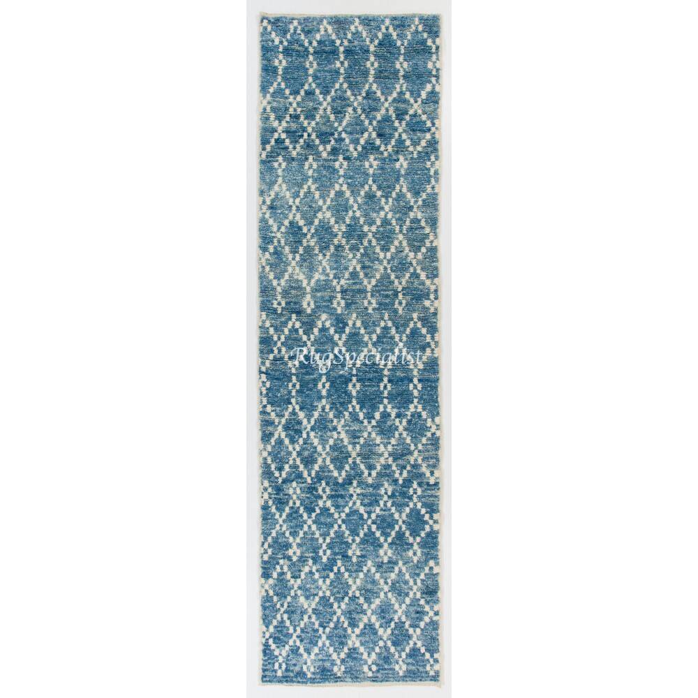 Moroccan Berber Tulu Runner Rug in Light Blue Color. 100 Wool
