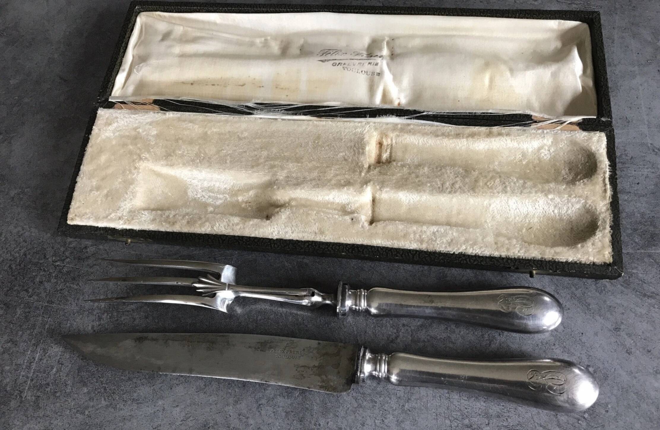 Carving cutlery set for leg of lamb, félix frères silverware