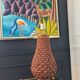 Large vintage woven lamp base in Riviera/Boho style from the 1970s.