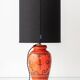 Dutch Orange Gouda Ceramic Table Lamp 'Tokio', 1970s, New Black Linen Shade