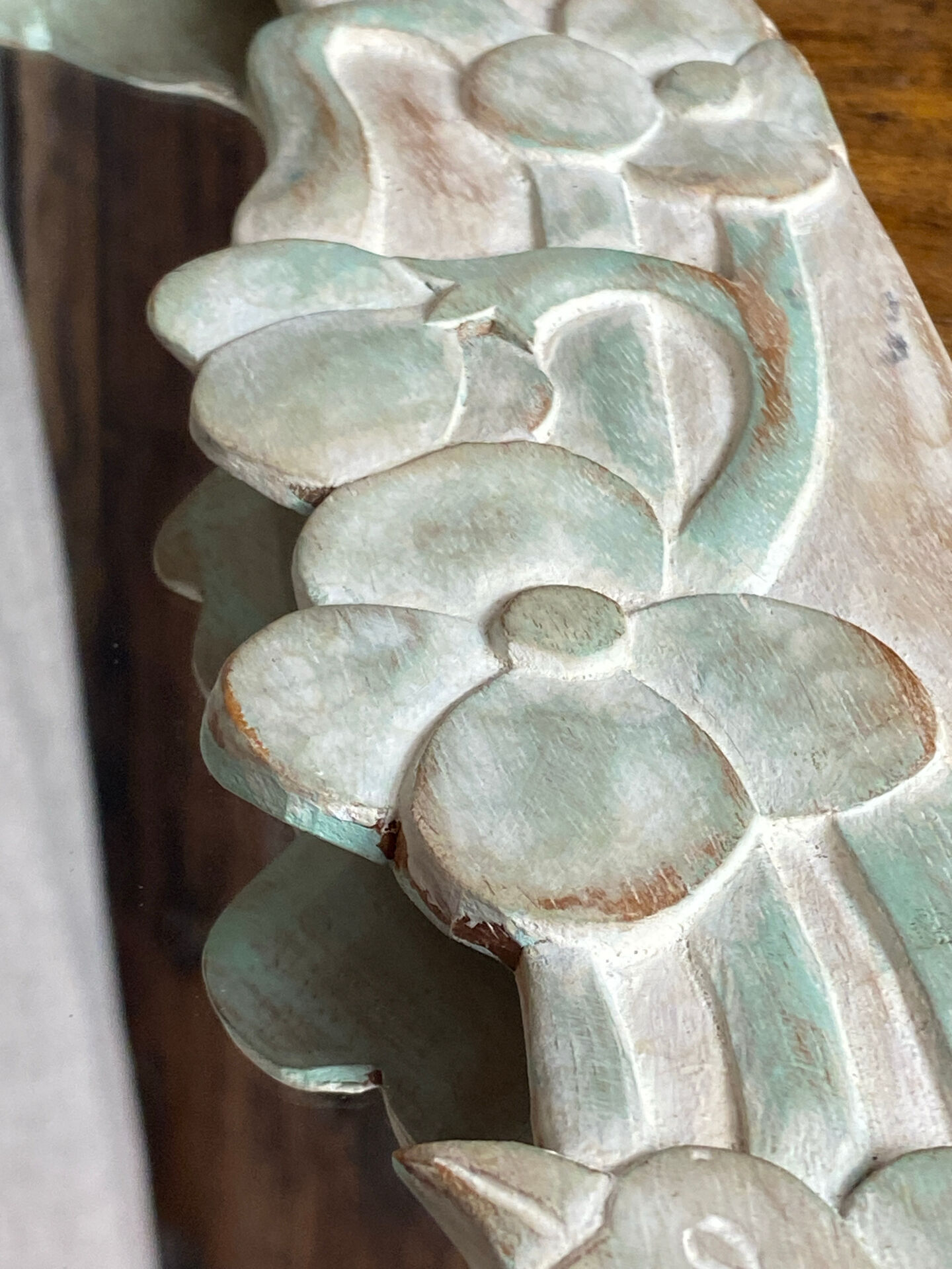 Carved wooden mirror