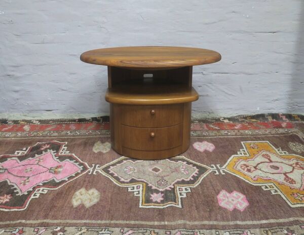 Table basse ovale en teck massif avec plateau pivotant par Silkeborg, Danemark 1960-70