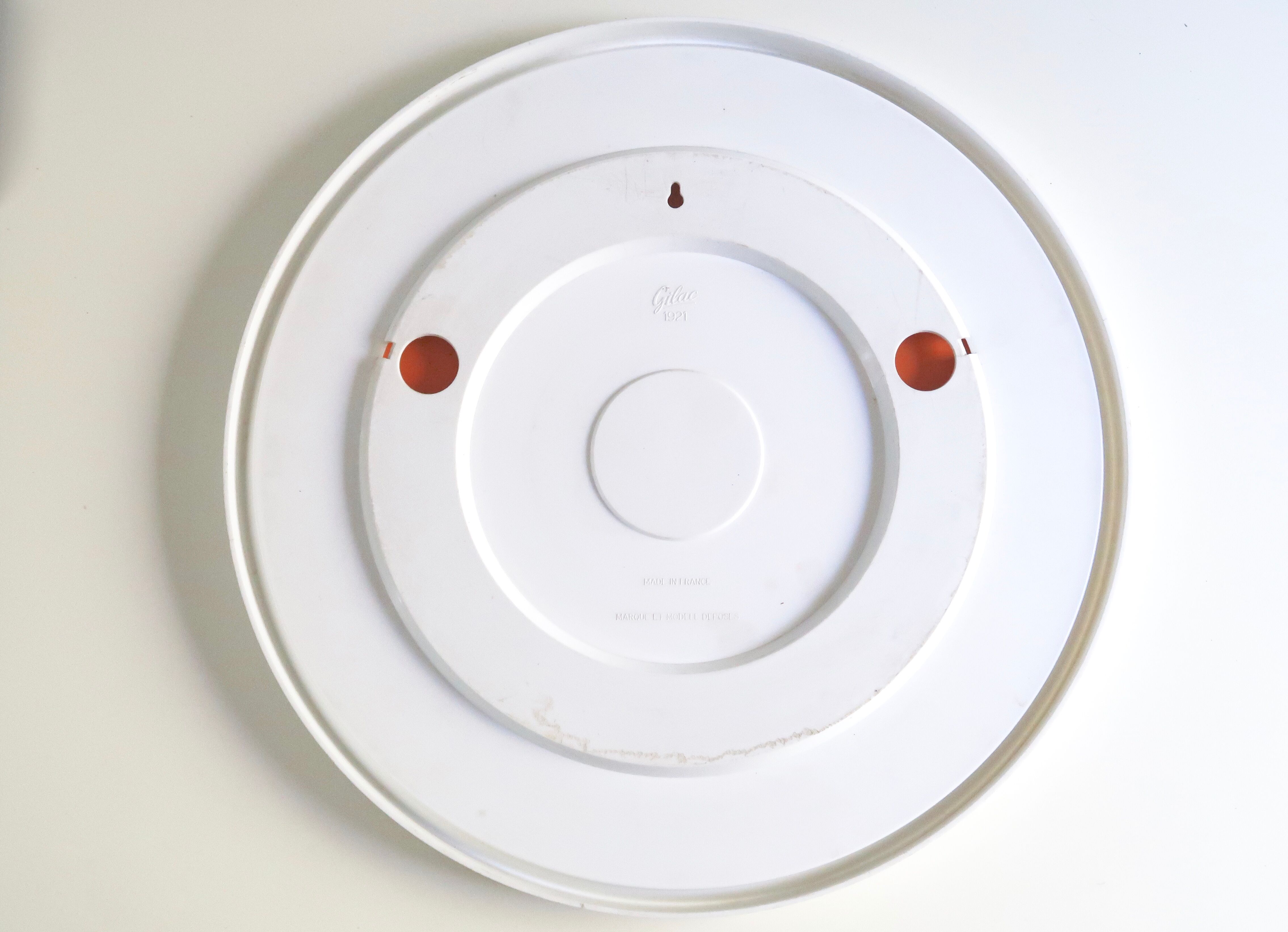 Round mirror Gilac white plastic 70s - 51 cm