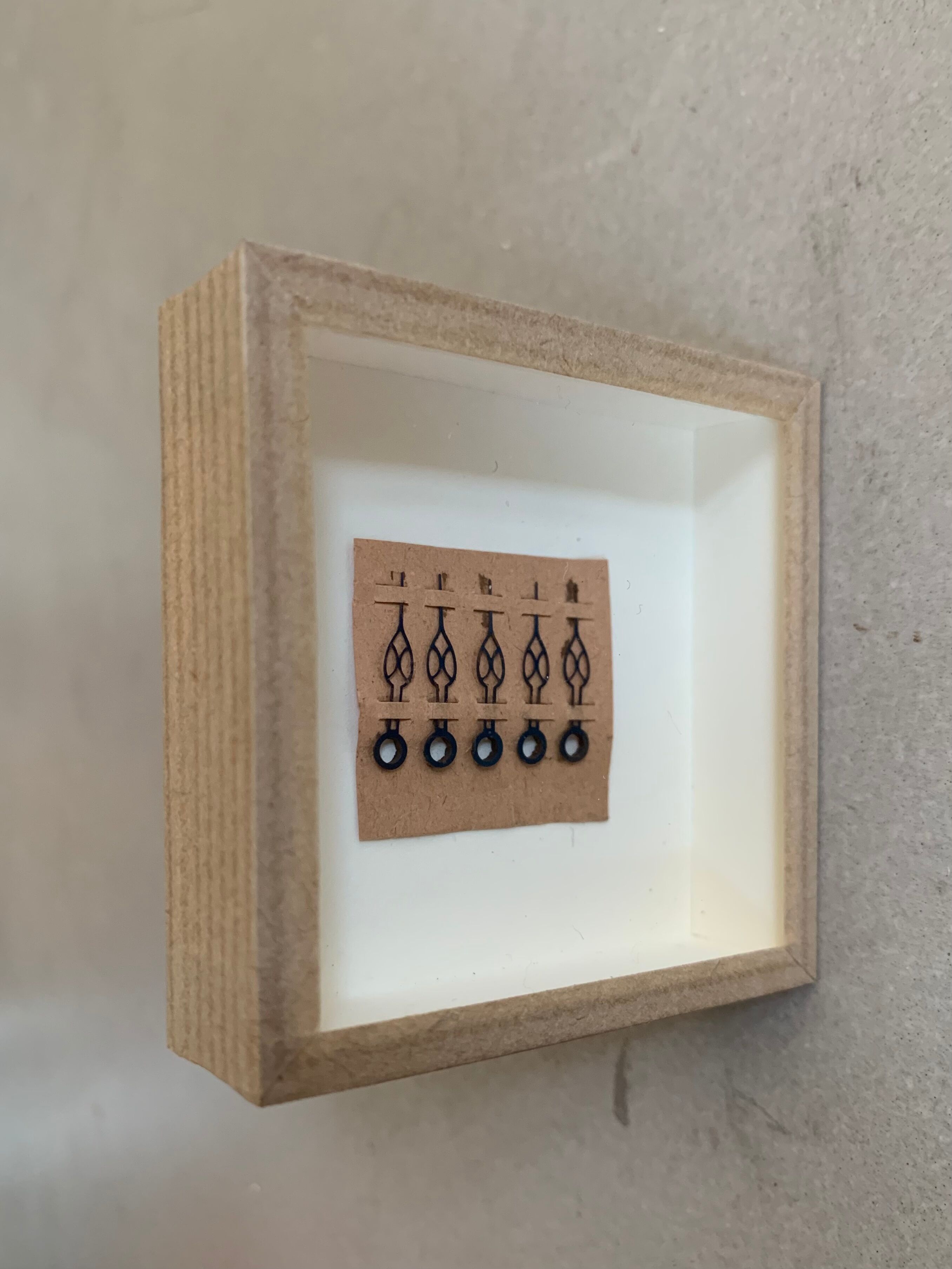 Miniature frame, antique pocket watch hands