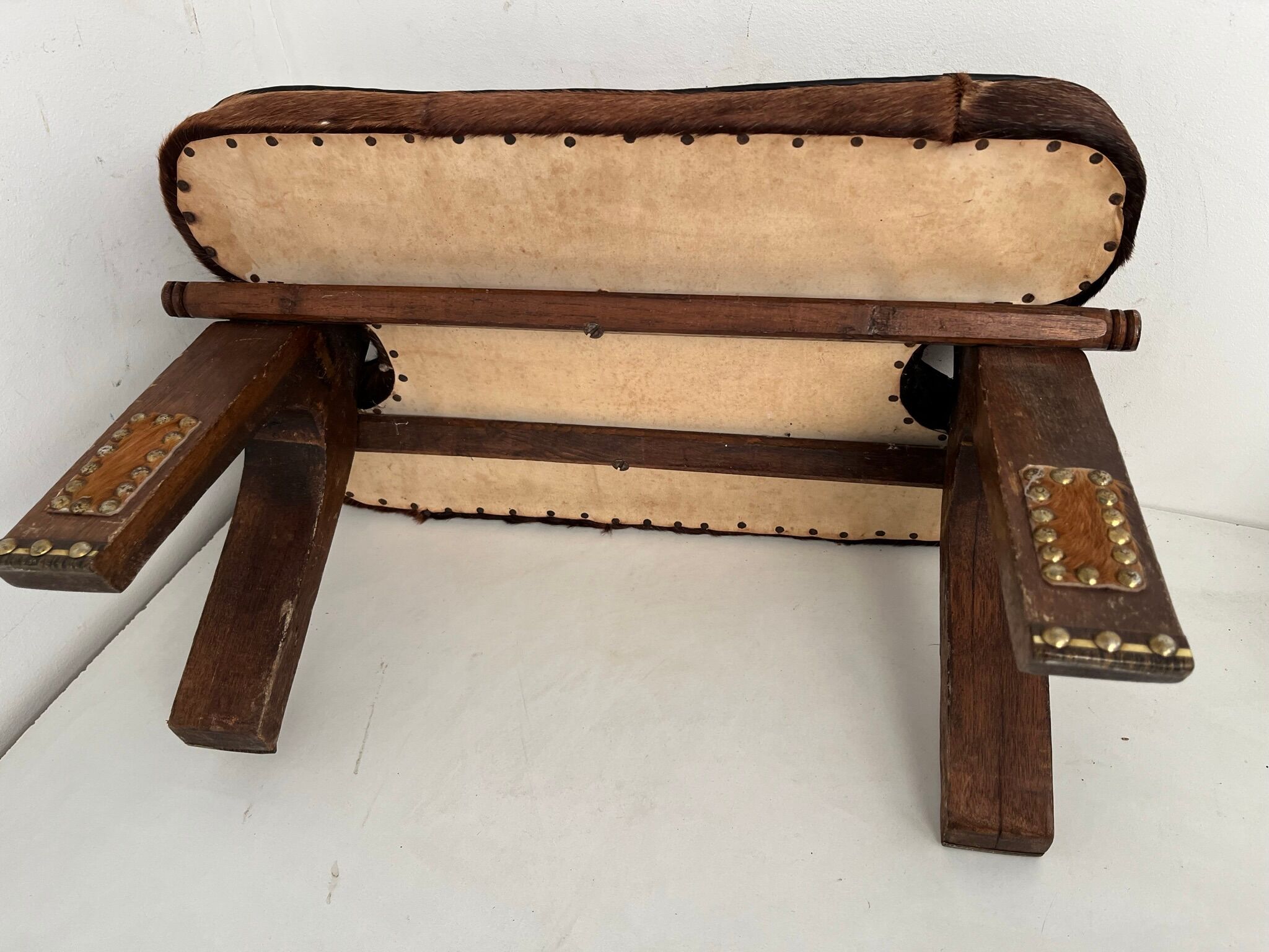 Vintage cowhide footrest