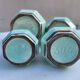 Set of 4 Art Deco celadon green and silver barbotine pots.