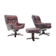 Scandinavian Leather Armchairs / Lounge Chairs, With footres 1970s, Finland