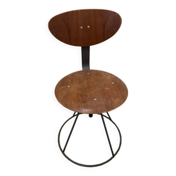 Chaise industrielle en bois et acier