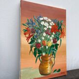 Peinture d’un bouquet / tableau huile sur toile