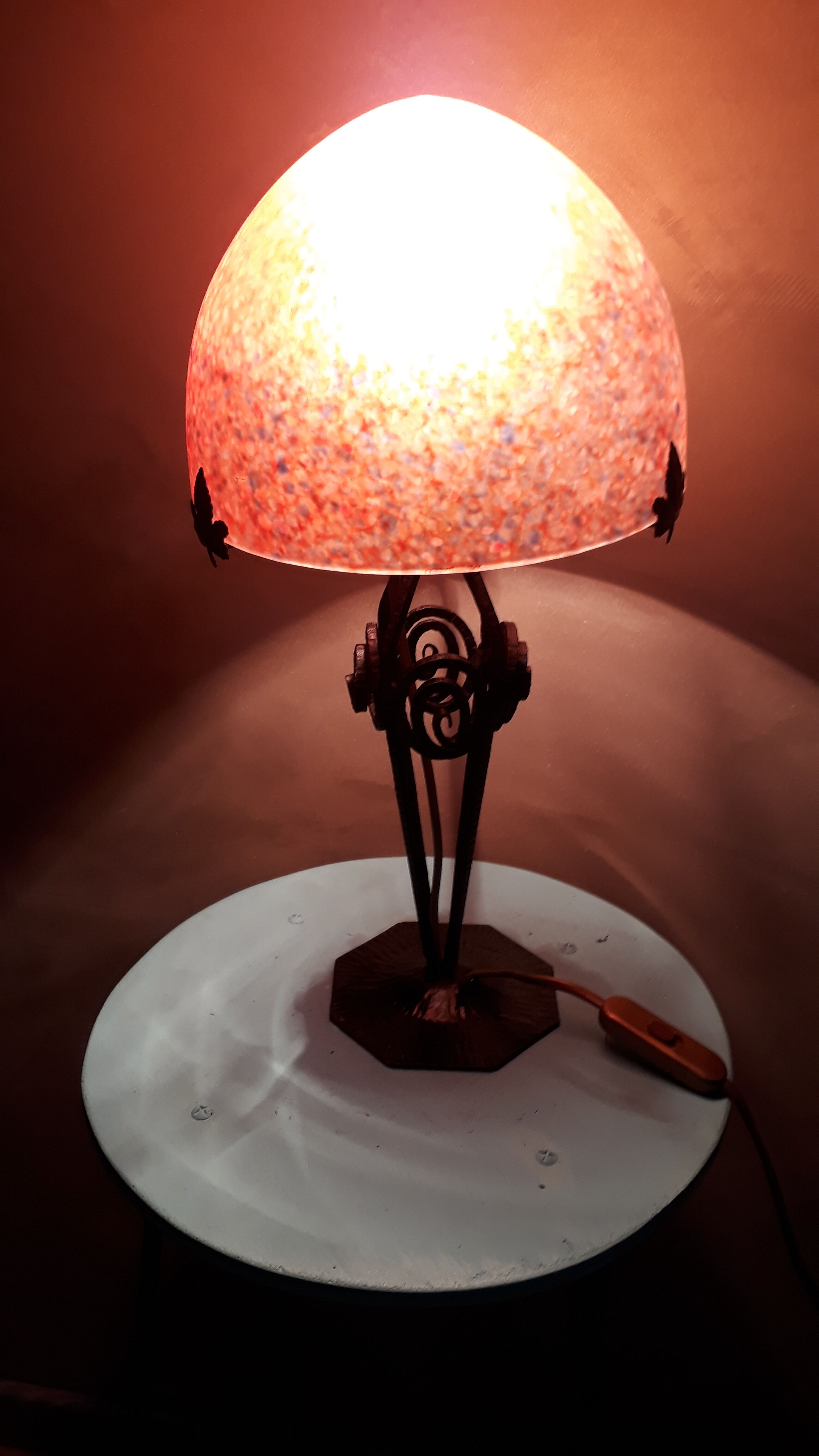 Art Deco lamp glass paste, Muller Freres Luneville