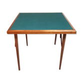 Old folding bridge table (1st half XXth) restored, revernie, new felt