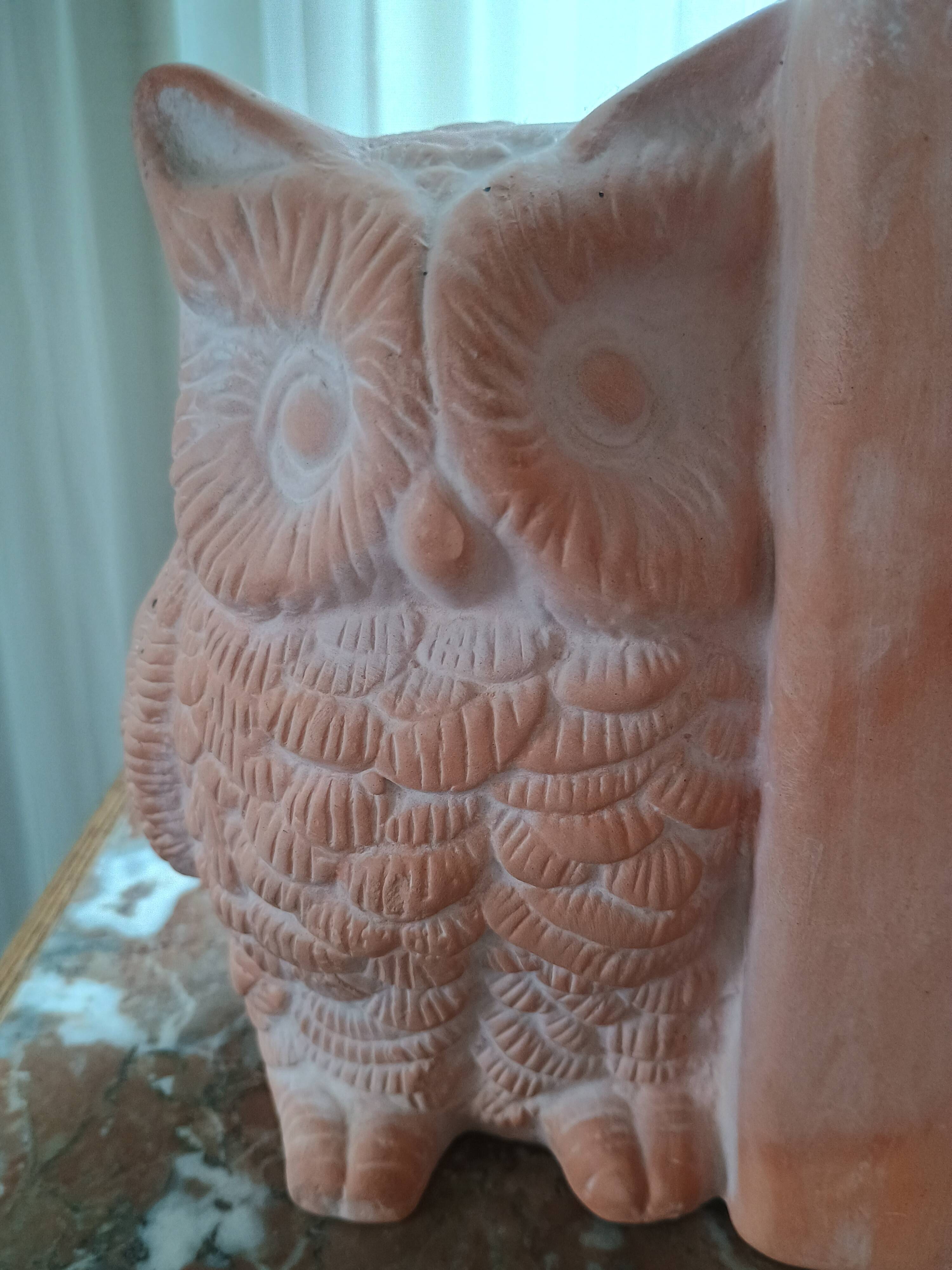 Serre livres paire - Hibou Chouette et livre - terre cuite brute - moderne